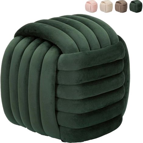 Pouf in Velluto Verde Quadrato Elegante per Salotto Camera da Letto (1/5)