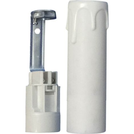 Portalámparas + funda de vela E14 26x85mm blanca GSC 2203326 (1/3)