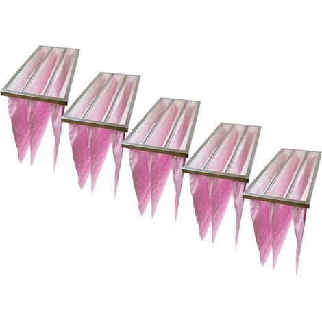 vhbw 5x Taschenfilter für Klima- und Lüftungsanlagen - Filter F7, 28,7 x 59,2 x 60 cm Rosa