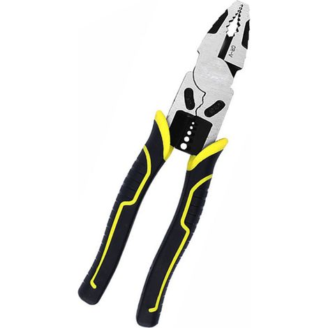 Pince multifonction jaune 9 pouces, coupe-fil et dénude-câble, sertissage économique, outil polyvalent à usage intensif. (1/5)