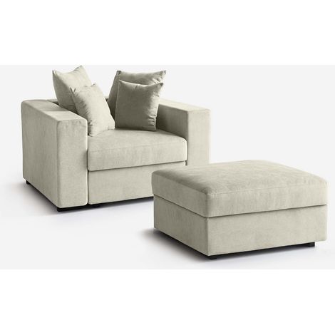 Poltrona modulare con cuscini pouf e braccioli sfoderabile Cortina L - Beige