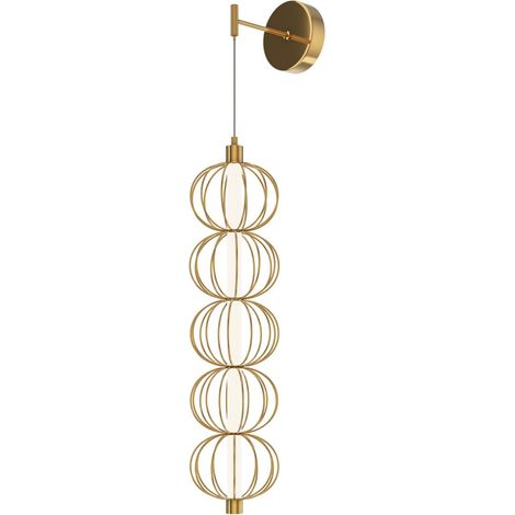 Applique murale LED métal H : 218,8 cm en doré lumière blanc chaud 3000 K 1100 lm abat-jour cage moderne (1/5)