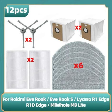 Repuestos para aspiradoras Lydsto R1 /R1D /MiWhole M9 Lite /Eve Rook /Eve Rook S: filtro HEPA, cabezal y cepillo lateral. (1/2)