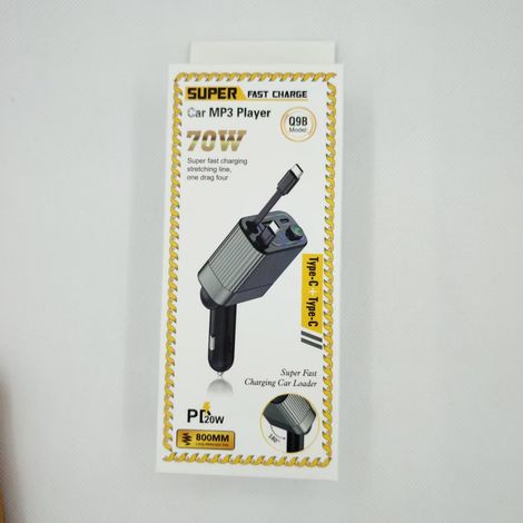 120W Car Bluetooth Cigarette Lighter Fast Charging Head with Fast Charging Cable, Lossless Audio Quality 5.4, 4-in-1 Retractable Cable Q9B -- Q9B with Color Box (1/3)