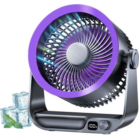 Ventilateur portable USB puissant et silencieux, affichage LED, refroidit à tout moment, rechargeable (1/5)