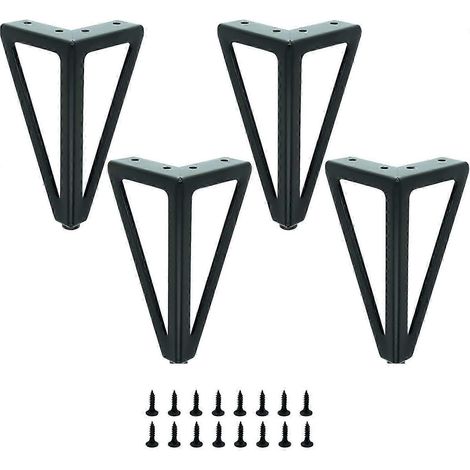 Ensemble de 4 pieds de table en métal noir, pieds de meubles interchangeables convenant aux tables basses/téléviseurs/canapés/lits, etc. (15 cm) (1/5)