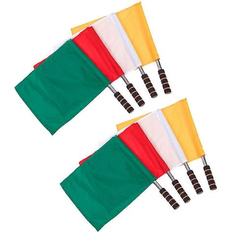 Drapeaux de football à main pour arbitre, couleurs vives, poignée, lot de 8 - Durables et confortables (1/5)