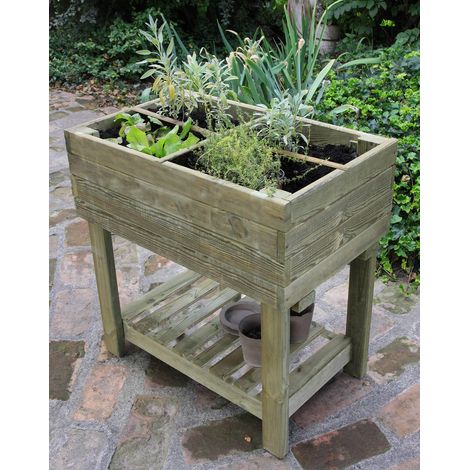 Ortiera in Legno a Pavimento 4 Contenitori 80x50x80 cm Bauer