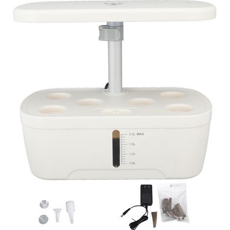 Sistema de cultivo hidropónico de 6 compartimentos para hortalizas de interior, con lámpara hortícola. (1/5)
