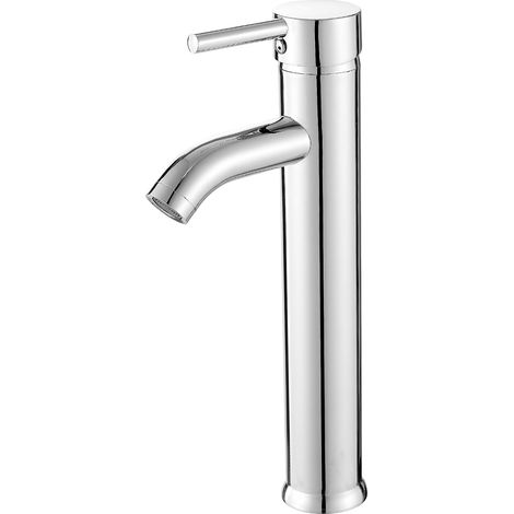 Mitigeur vasque chrome moderne – Bec haut, poignée unique – 1 trou – Robinet salle de bain (1/4)