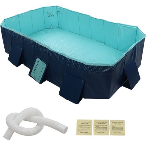 Piscine pliable géante sans gonflage 2,6m / 8,53ft pour maison extérieur, baignoire pliante oversize, bassin de jardin pliable. (1/5)