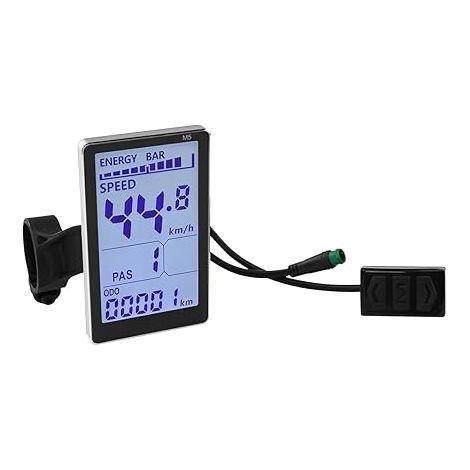 Écran LCD pour vélo électrique, Compteur LCD pour vélo électrique 24V 36V 48V 60V 5 Broches avec Prise étanche, écran de Panneau de Scooter électrique Accessoires pour vélos électriques 31,8 22,2 mm (1/5)