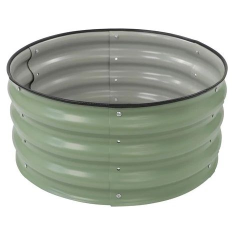Round Galvanized Sheet Raised Garden Bed Indoor Outdoor Flower Vegetable Planter Box (1/5)