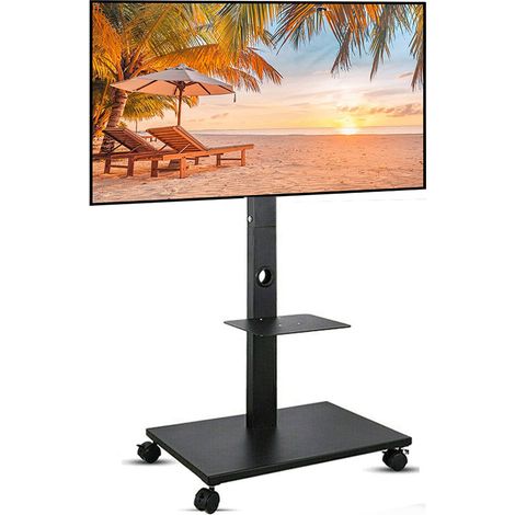 TV Ständer Bodenständer Mobil TV Standfuß Wagen Trolley neigbar höhenverstellbar für 32 55 65 70 Zoll Fernseher (1/5)