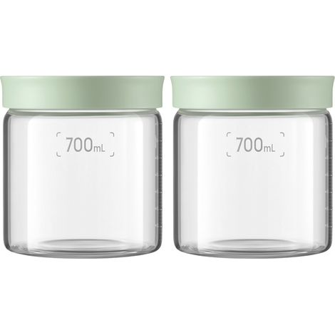 Barattoli in vetro BUYDEEM da 700 ml con tappo in un accogliente colore verde, modello CS1014