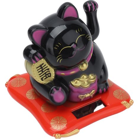 Chat porte-bonheur solaire, mignon et lumineux, avec une patte qui remue, idéal pour la maison, le bureau ou la voiture. (1/5)
