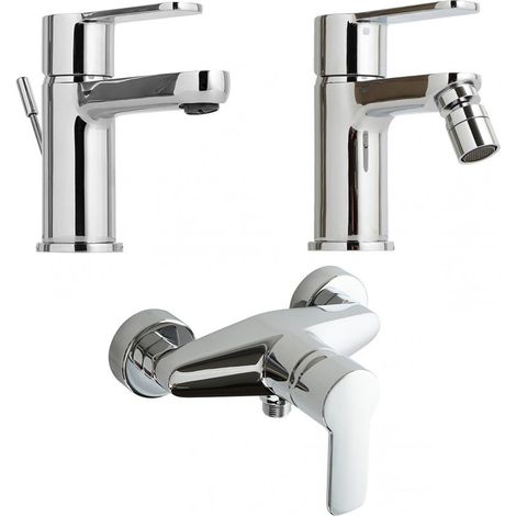 Set Aus Chromarmaturen Für Waschbecken, Bidet Und Dusche  Nora