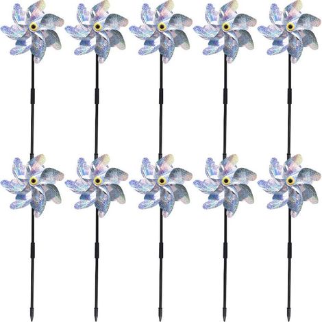 Moulin à vent anti-oiseaux, moulin à vent réfléchissant 10 pièces, moulin à vent de jardin extérieur (1/4)