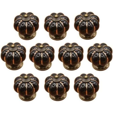 10 Pcs Boutons de tiroir en céramique bouton de meuble pour tiroirs et placards de cuisine (Noir) (1/5)