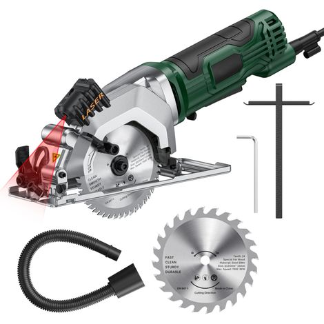 Mini scie circulaire 4,8 A, 11,4 cm (4-1/2 po), scie circulaire compacte 3500 tr/min, scie circulaire électrique avec guide de coupe pour le bois, le carrelage et le plastique (1/5)
