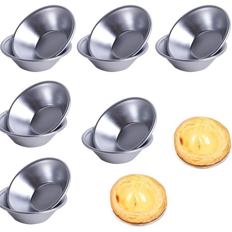 12 Pieces of Aluminum Egg Tart molds, Pudding Moulds Cupcake Cups, Mini Baking Cups Tool, Muffin tin ramekins for air Fryer, Pudding Mould DIY Tools, Yorkshire Pudding tin (1/5)