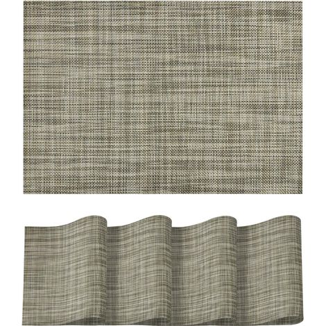 Lot de 4 sets de table en vinyle PVC tissé marron, lavables, résistants à la chaleur et antidérapants. (1/5)