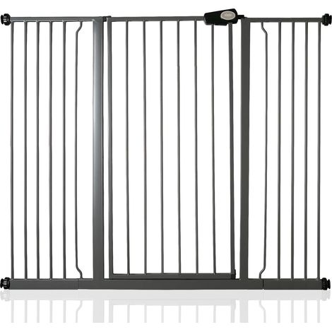 Safetots Extra Tall Metal Safety Gate Pressure Fit, 133.2cm - 140.8cm, Slate Grey, 104cm in Height, Extra Tall Baby Gate
