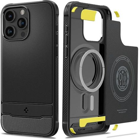 Custodia Spigen Rugged Armor MagSafe per iPhone 15 Pro Max, colore nero. (1/5)