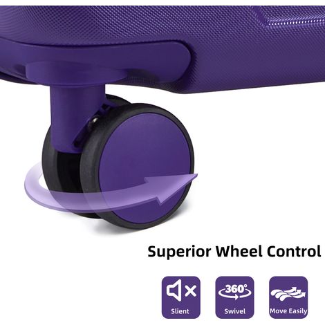 Lot de 6 valises rigides extensibles avec sacs de voyage, roulettes multidirectionnelles, violet raisin (1/5)