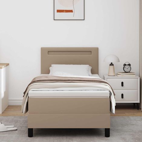 Boxspringbett mit Matratze Cappuccino 90 x 200 cm Kunstleder (1/5)