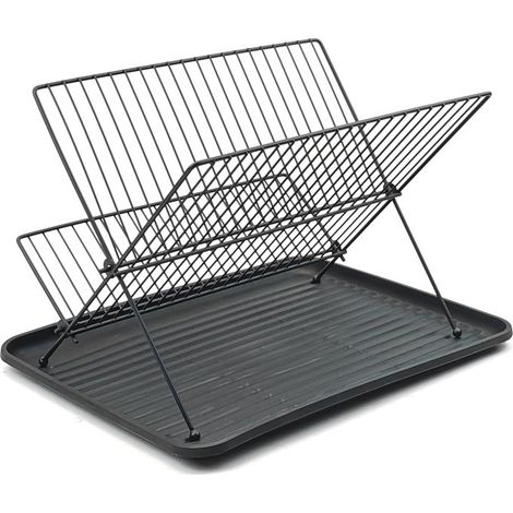 Egouttoir vaisselle à poser avec Tapis d'égouttage surface inclinée Noir (1/5)