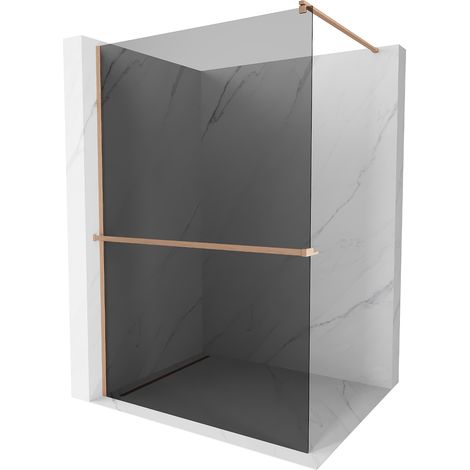 Mexen Kioto+ Duschwand mit Walk-in Regal 80 x 200 cm, graphit, gebürstetes Messing - 800-080-121-65-40 (1/5)