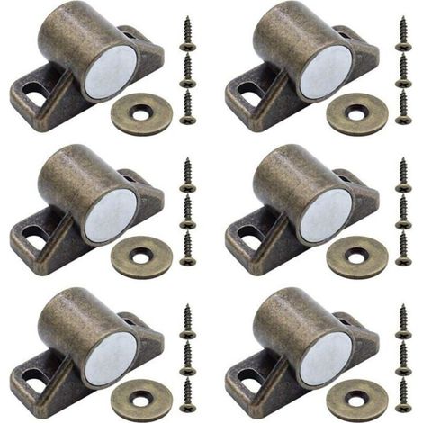 6 aimants pour porte de placard loquets magntiques avec rondelles et vis bronze Quincaillerie Sécurité et se (1/3)