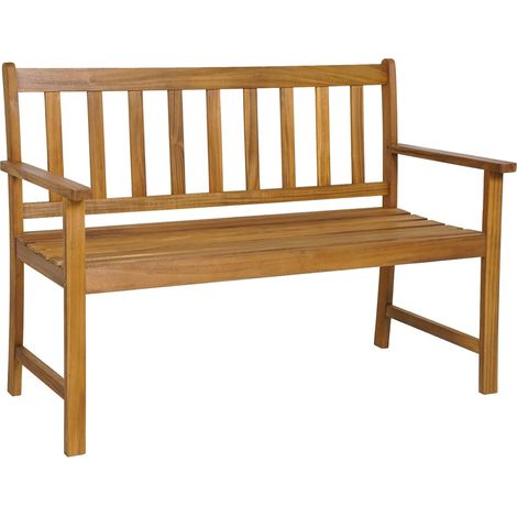 COSTWAY Panchina da Giardino in Legno di Acacia per Esterni con Schienale, Braccioli, Sedile a Doghe, Panca per Veranda, Parco e Cortile, Portata 360 kg (122 x 56,5 x 86 cm) (1/5)