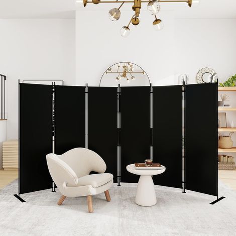 6 Panel Folding Room Divider, 6 Feet Tall Privacy Screen Wall Mounted Home and Office, Modern Freestanding Room Divider for Bedroom, Living Room, Studio, 130" Wide (1/5)