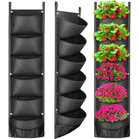 Hängende Filz-Pflanzbeutel, 2er-Set geeignet für Gartenpflanzen mit tiefen und geräumigen Taschen geeignet für Balkone, Gärten, Büros oder als Dekorationselemente.