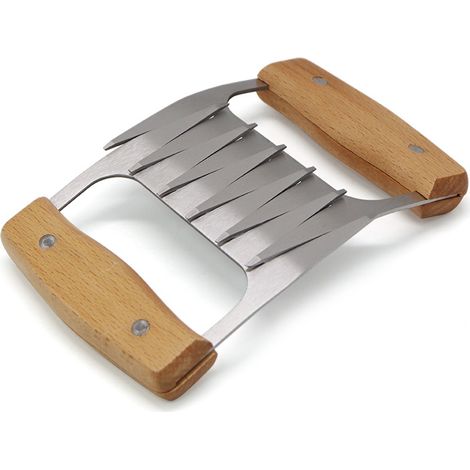 Ensemble de deux pinces à viande avec poignées en bois, griffes d'ours en acier inoxydable barbecue à viande, ustensiles de barbecue fourchette à viande, (1/3)
