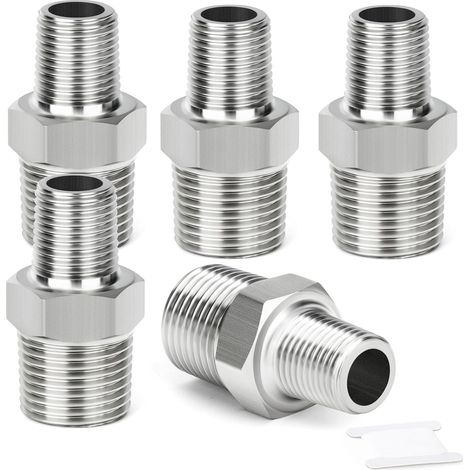 5pièces Raccord hexagonal en acier inoxydable coulé 304, raccord de réduction pour tuyau mâle 3/8"pouce x tuyau mâle 1/4"pouce (1/5)