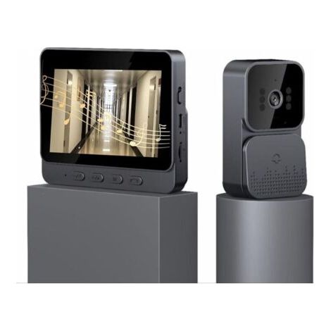 Sonnette sans fil avec caméra 1080P – Visiophone sans fil 4,3 pouces – Vision nocturne infrarouge – Interphone vidéo bidirectionnel