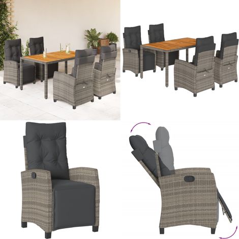 5-tlg. Garten-Essgruppe mit Kissen Grau Poly Rattan - Gartentisch - Gartenstuhl (1/5)