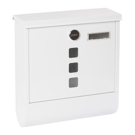 ARREGUI Chance E7001 Briefkasten aus Verzinktem Stahl mit Zeitungsrolle, Postkasten + Zeitungsbox, Größe M (DIN A4) Wandbriefkasten mit Zeitungsfach, Sichtfenstern, Namensschild, Weiß