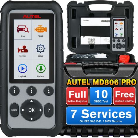 MaxiDiag MD806 Pro Herramienta de diagnóstico automotriz OBD2 Escáner Lector de códigos para todos los sistemas con reinicio de aceite, EPB, SAS, DPF, BMS y regulación, AutoScan (1/5)