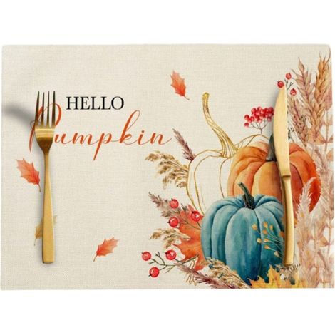 Platzset „Hello Pumpkin“ mit Herbstmuster, 30 x 45 cm, rechteckig, MP49