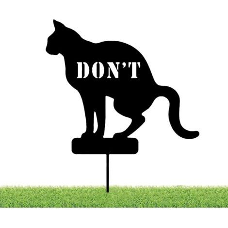 Interdiction de chie de chat slogan d'avertissement, insertion de terre en métal, décoration en fer forgé de jardin (1/5)