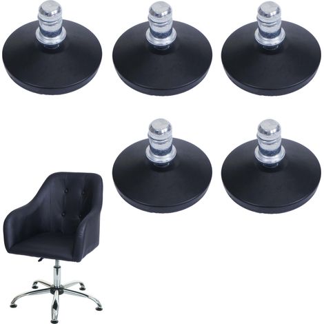 Juego de 5 deslizadores de suelo HHG-912 en lugar de ruedas - soporte firme para silla de oficina/silla de comedor, deslizadores de pie, Ø 11mm, negro
