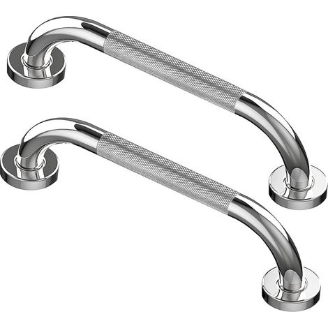 2 Stück Haltegriffe für Senioren 30 CM Wand Verchromt Edelstahl Badezimmer Haltegriff, Dusche Griff, Bad Griff, Duschgriffe für Senior und Behinderte Badewanne Anti-Rutsch-Muster (1/5)
