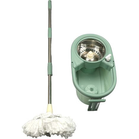 Kit balai aspirateur rotatif à essorage double, lavable réutilisable, sol, seau, lampadaire (1/5)
