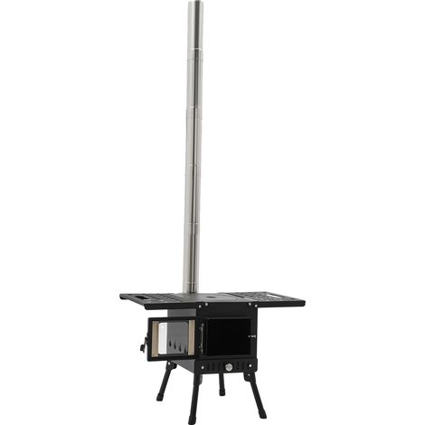 Poêle à bois, Construction durable, Design portable, noir (1/2)