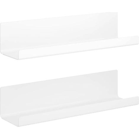 Estantería de pared de 2 piezas, juego de estantes autoadhesivos, no requiere taladro, apta para baños y cocinas - Blanco (1/5)