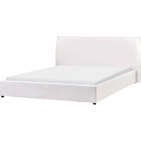Letto matrimoniale imbottito velluto bianco sporco 180 x 200 cm Lavaur